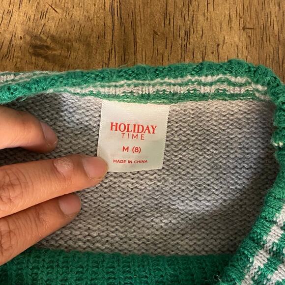 Holiday Time light gray Jingle all the Way Christmas crew sweater SIZE M - Picture 2 of 4